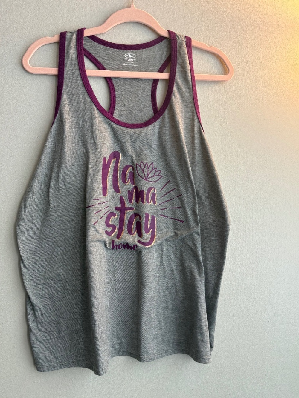 Athletic Works “Na Ma Stay Home” Gray Racerback Workout Tank Top XXL